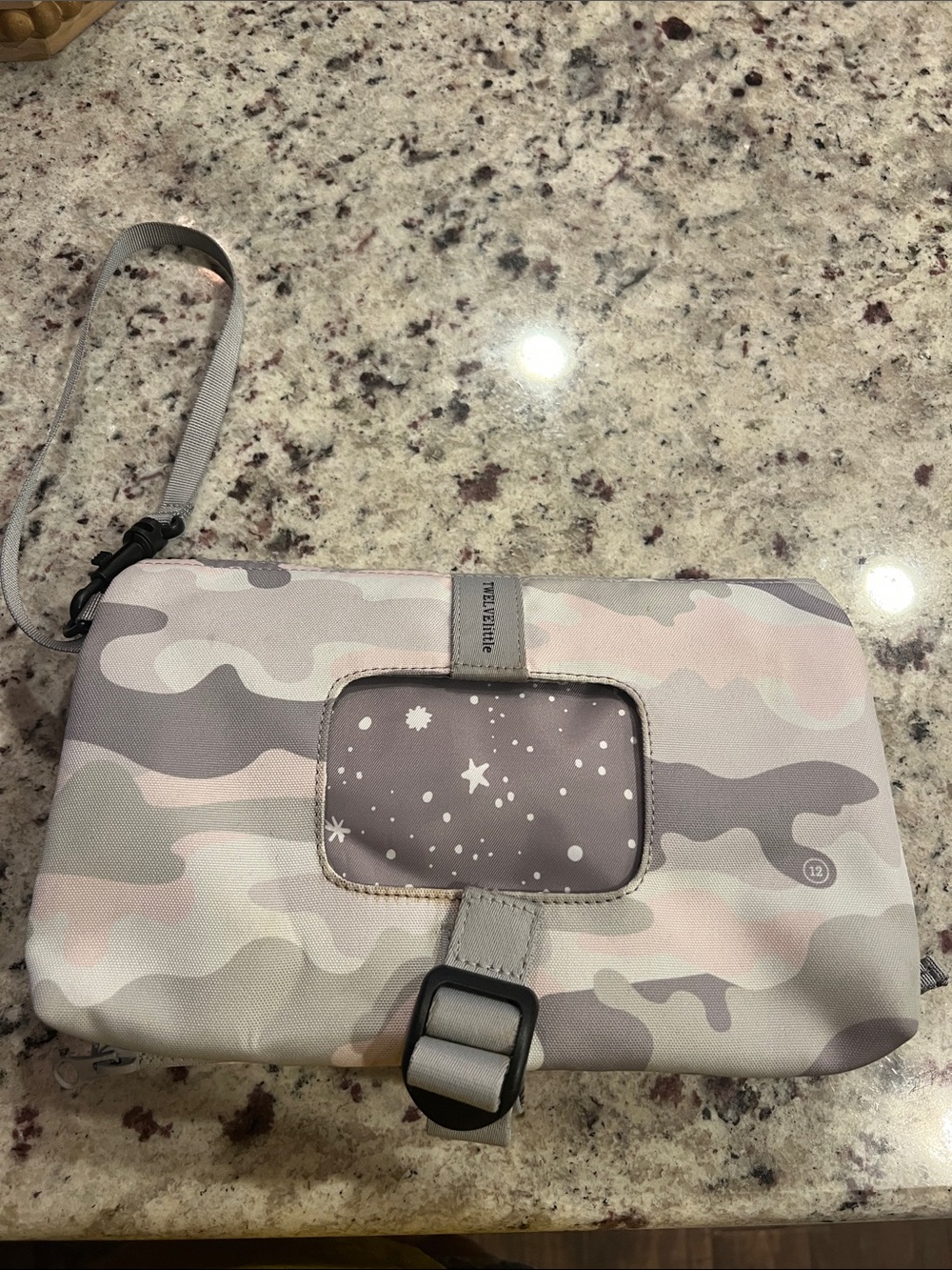 Twelvelittle On the Go Changing Station Pink & Gray Camo Wristlet Baby Clutch